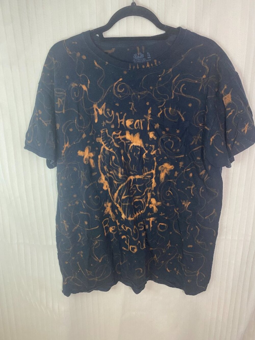 Pharrahisdope Original Bleach Painted Graphic Pocket Tee XL One Of One Art Shirt